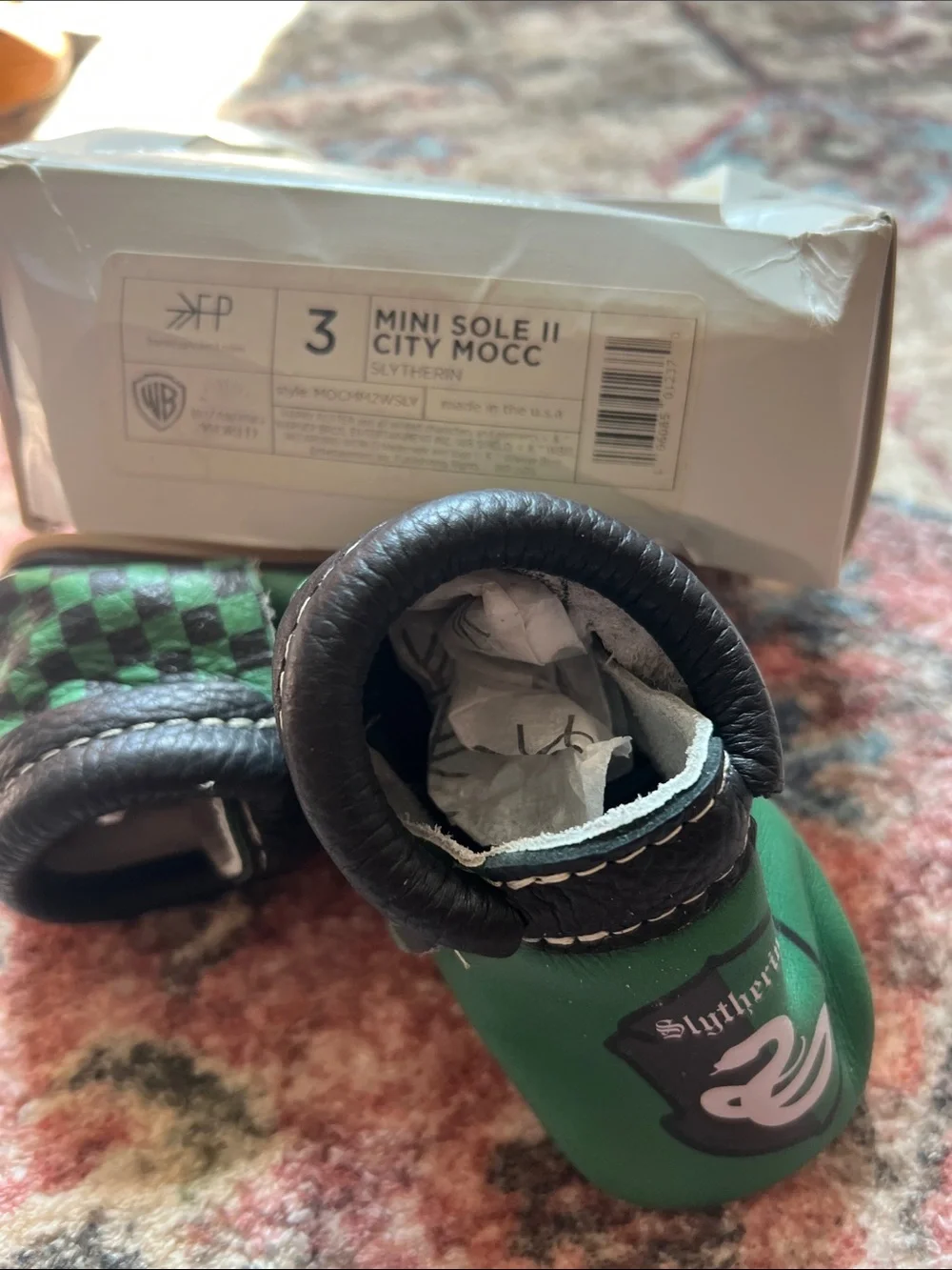 Kids Green Slytherin-themed Slip-On Shoes